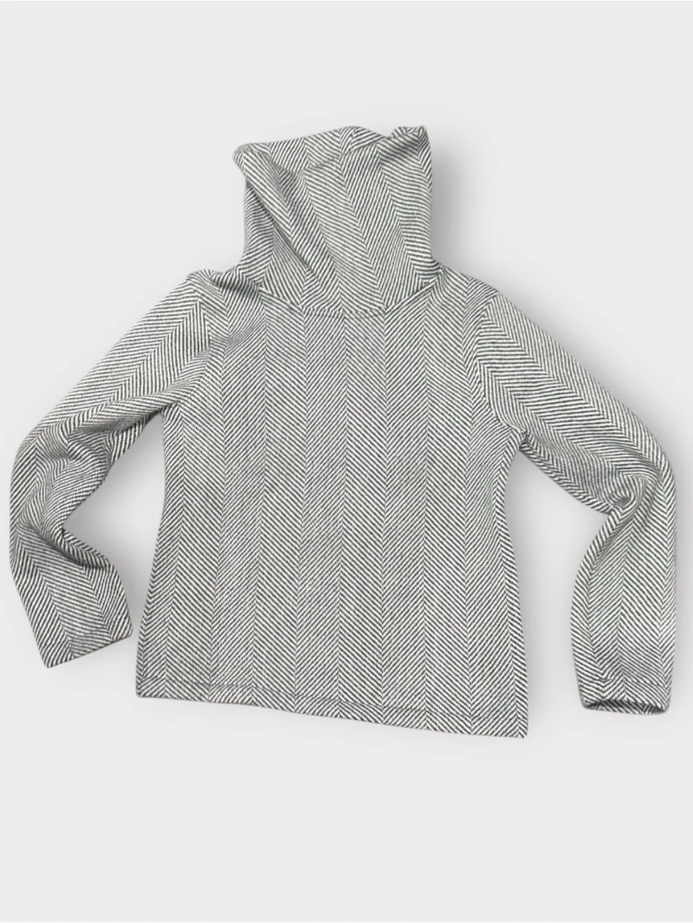 J.Crew Herringbone Funnel Neck Fleece Pullover Gray Black Women’s Small Cozy